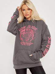 Wereldwijde grafische gedrukte fleeced hoodie