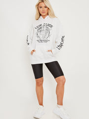 Wereldwijde grafische gedrukte fleeced hoodie