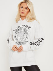 Wereldwijde grafische gedrukte fleeced hoodie