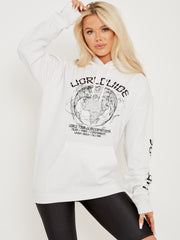 Wereldwijde grafische gedrukte fleeced hoodie