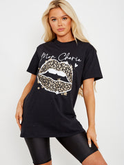 Mon Cherie Lip Graphic Printed T-Shirt