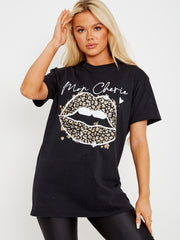 Mon Cherie Lip Graphic Printed T-Shirt