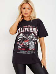 California Motorcycle Graphic Printed T-Shirt