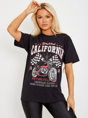 California Motorcycle Graphic Printed T-Shirt