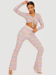 Multi-farbige Röte-Crop-Top & Hosen-Co-ordte