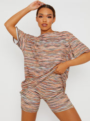 Multi-farbige übergroße Top- und Shorts-Co-ordte