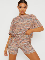 Multi-farbige übergroße Top- und Shorts-Co-ordte