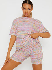 Multi-farbige übergroße Top- und Shorts-Co-ordte