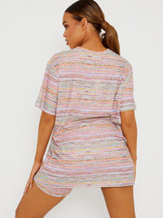 Multi-farbige übergroße Top- und Shorts-Co-ordte