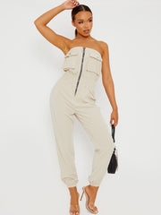 Utility Cargo Bandeau Jumpsuit