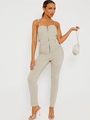 Cami -Jumpsuit mit Reißverschluss vorne mit Reißverschluss