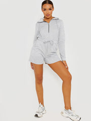 Zip Up Hooded Playsuit