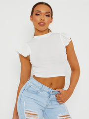 Top con volantes acanalados