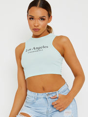 Los Angeles geribbelde vest -crop top