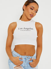 Los Angeles geribbelde vest -crop top