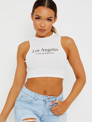 Los Angeles geribbelde vest -crop top