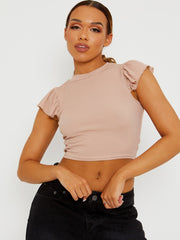 Top con volantes acanalados