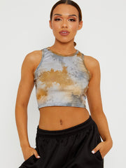 Tie-Dye-Rippen-Weste Crop Top