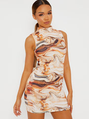 Marble Effect Ribbed Tie-Dye Dress