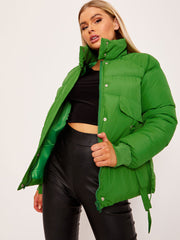 D-Ring Tape Pockets Padded Puffer Jacket