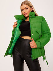 D-Ring Tape Pockets Padded Puffer Jacket