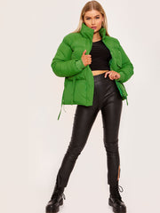 D-Ring Tape Pockets Padded Puffer Jacket