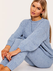 Popcorn Fluffy Strick Loungewear Set