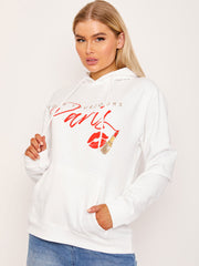 Gießen Sie Tourjours Paris Graphic Print Fleeced Hoodie