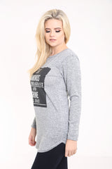 Melange Strick essen Diamanten drucken Langarmis