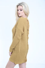 Distress Back Ripped Ladder Oversized Jumper