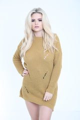 Distress Back Ripped Ladder Oversized Jumper