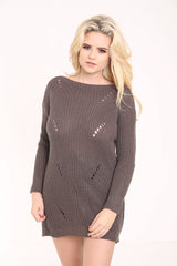 Distress Back Ripped Ladder Oversized Jumper