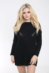 Distress Back Ripped Ladder Oversized Jumper