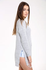 Front And Back Distress Ripped Ladder Oversized Jumper
