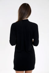 Cross frontal tejido tejido mini vestido acanalado