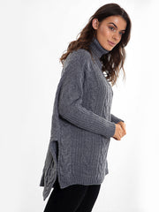 Kady Oversized Dip Hem Cable Knit Jumper