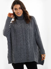 Kady Oversized Dip Hem Cable Knit Jumper
