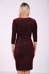Glitter Velour Ruched Draped Dress