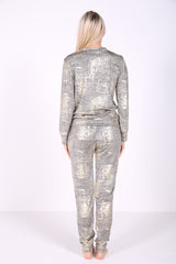 Metallic Foil Loungewear Two Piece Suit