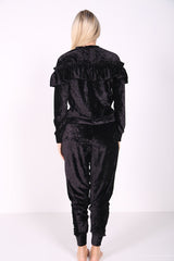 Crushed Velour Ruffle Frill Top And Bottom Loungewear