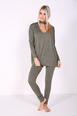 Choker Neck Viscose LoungeWear Set