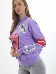 Olivia & Samira Monster Printed Sweatshirt Jumper