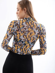 Samira Splash Print Mesh Bodysuit