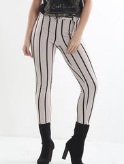 Pantalones con cinturón de ring a rayas a rayas