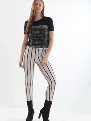 Pantalones con cinturón de ring a rayas a rayas