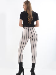 Pantalones con cinturón de ring a rayas a rayas