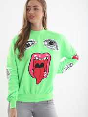 Olivia & Samira Monster Printed Sweatshirt Jumper