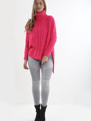 Kady Oversized Dip Hem Cable Knit Jumper