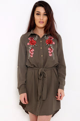 Floral Embroidered Shirt Dress