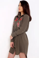 Floral Embroidered Shirt Dress